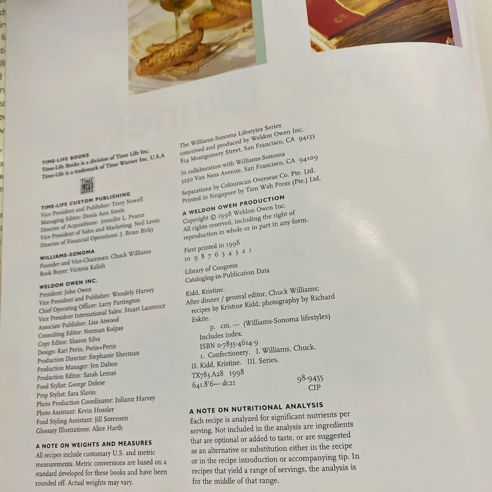 Vintage Williams-Sonoma After Dinner Cookbook